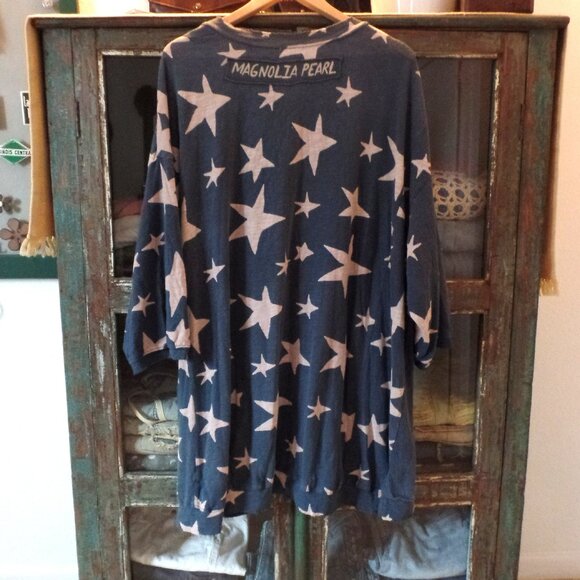 Magnolia Pearl Francis Pullover Galaxy Cotton Jersey Distressed TUNIC Tee OS NWT - Picture 4 of 10